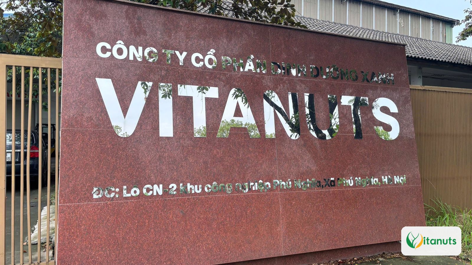 Biển tên Công ty Cổ phần Dinh dưỡng Xanh Vitanuts tại KCN Phú Nghĩa, Hà Nội