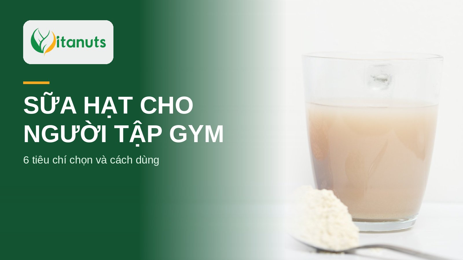 Ly sữa hạt pha sẵn và muỗng bột, minh họa sữa hạt cho người tập gym
